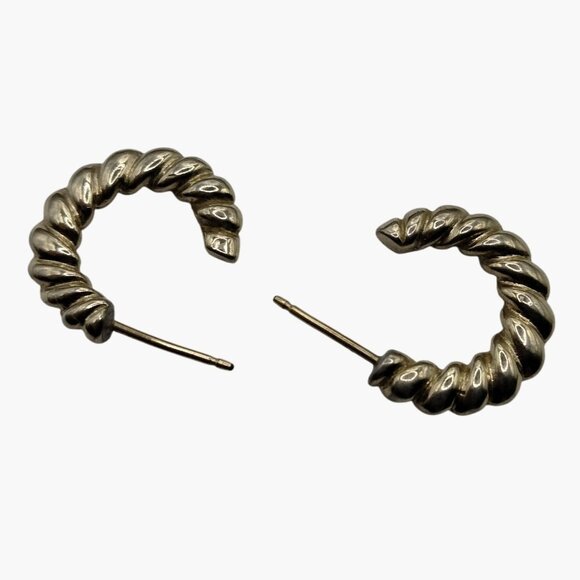 Gold Tone Rope Twisted Hoop Earrings - Picture 4 of 6